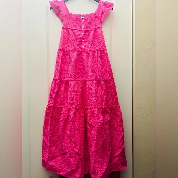 open lace back dress Tropical Safari Maxi Dresses Small / Pink